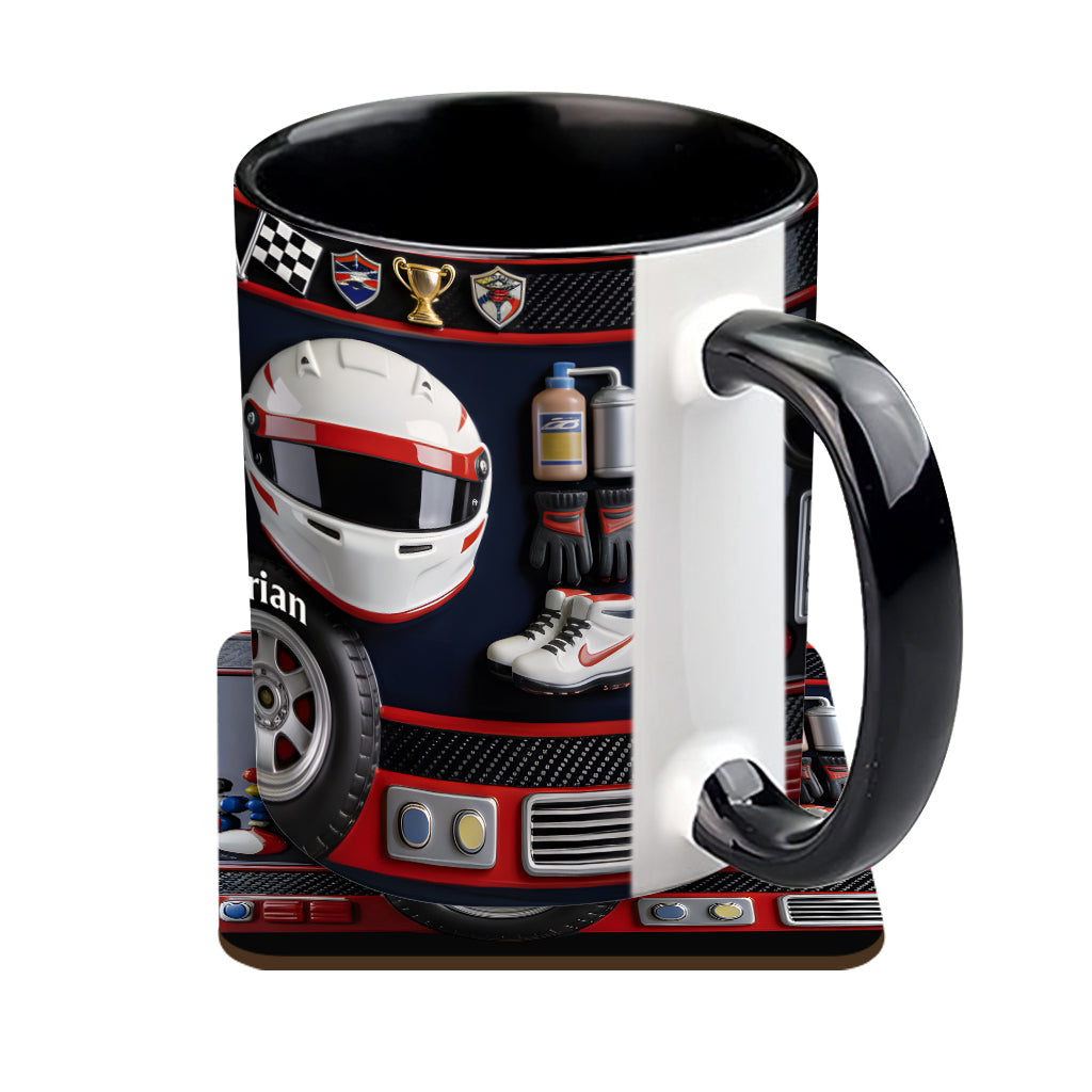 Born to Race – Personalisierte Tasse und Untersetzer mit Rennsportmotiv