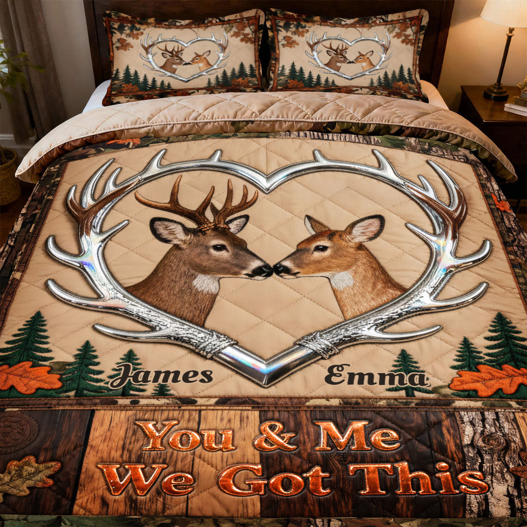 Du und ich, wir schaffen das – Personalisiertes Jagd-Quilt-Set