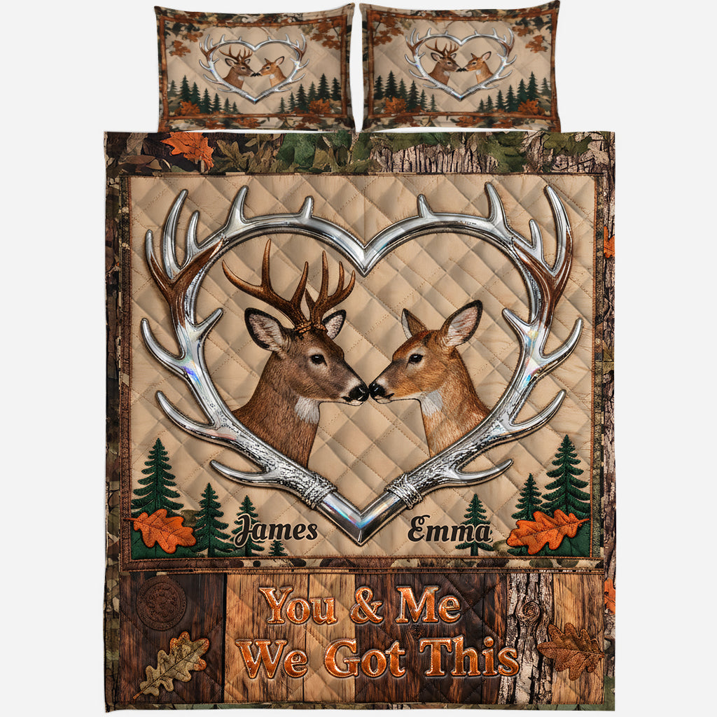 Du und ich, wir schaffen das – Personalisiertes Jagd-Quilt-Set