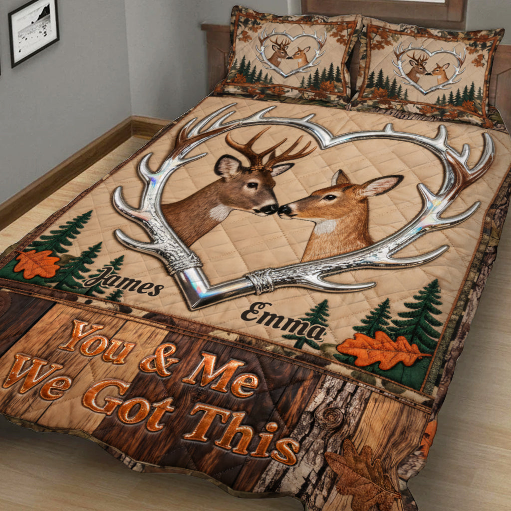 Du und ich, wir schaffen das – Personalisiertes Jagd-Quilt-Set