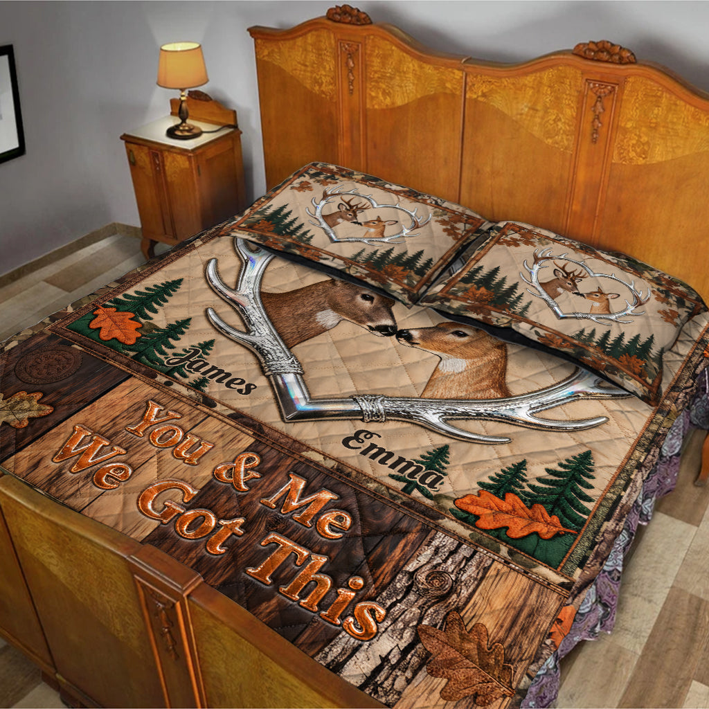 Du und ich, wir schaffen das – Personalisiertes Jagd-Quilt-Set