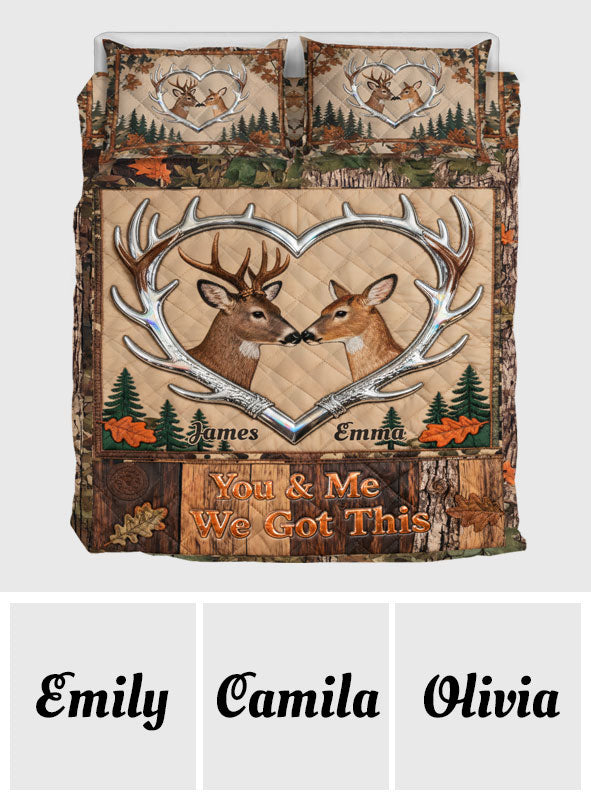 Du und ich, wir schaffen das – Personalisiertes Jagd-Quilt-Set