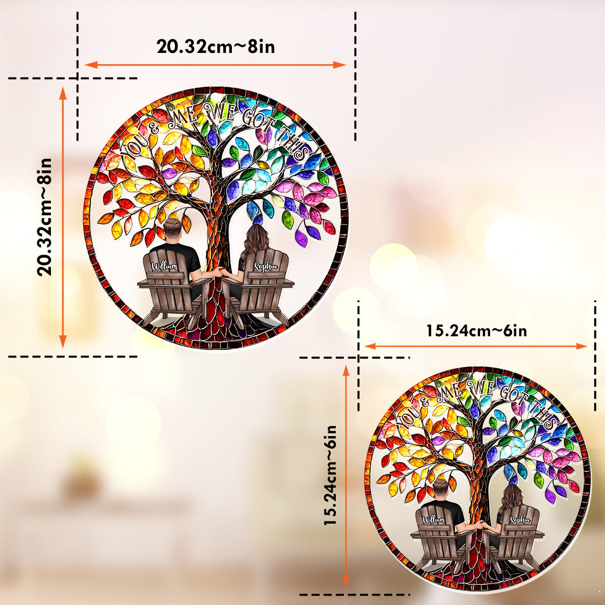 „Du und ich, wir schaffen das“ – Personalisierter Sonnenfänger für Paare zum Aufhängen am Fenster 