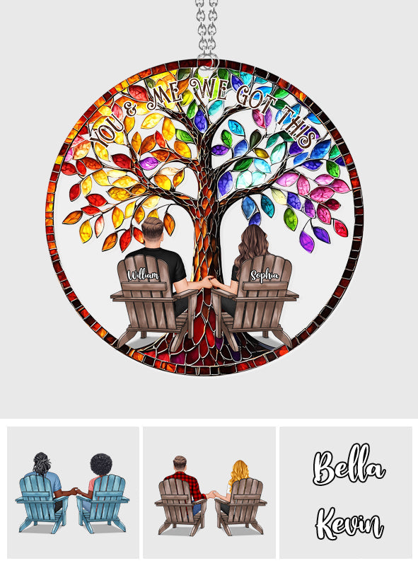 „Du und ich, wir schaffen das“ – Personalisierter Sonnenfänger für Paare zum Aufhängen am Fenster 