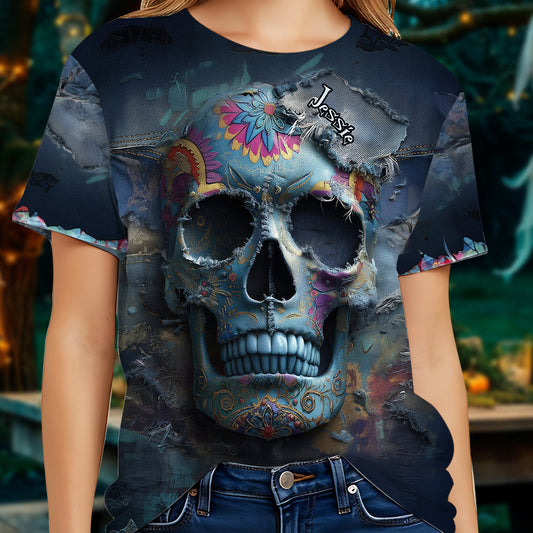 Zuckerschädel – Personalisiertes Totenkopf-Shirt