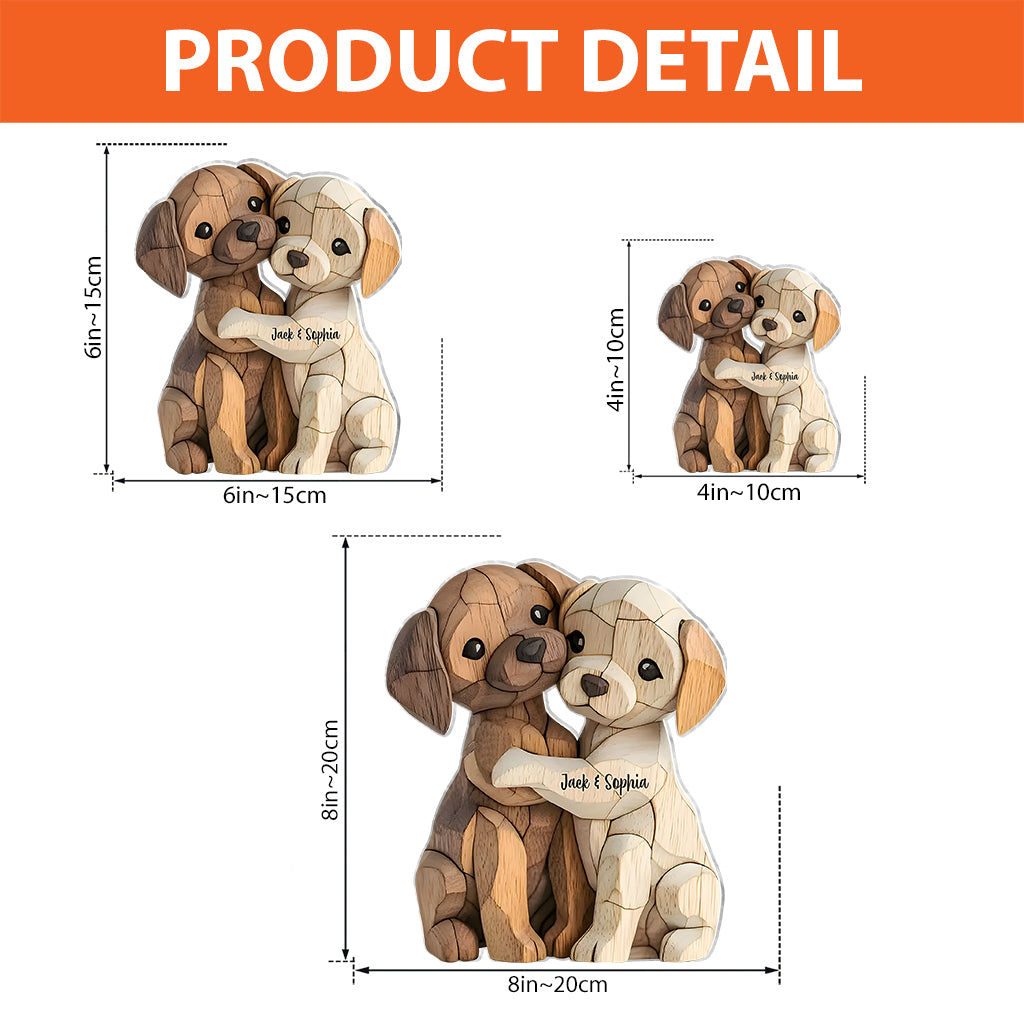 Welpen umarmen – Personalisierte Acrylplakette in Hundeform