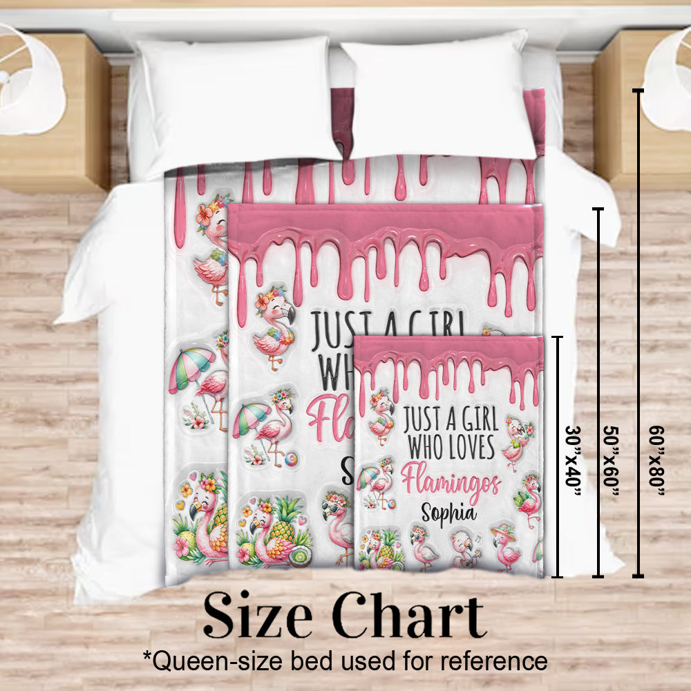 Einfach ein Mädchen, das Flamingos liebt – personalisierte Flamingodecke