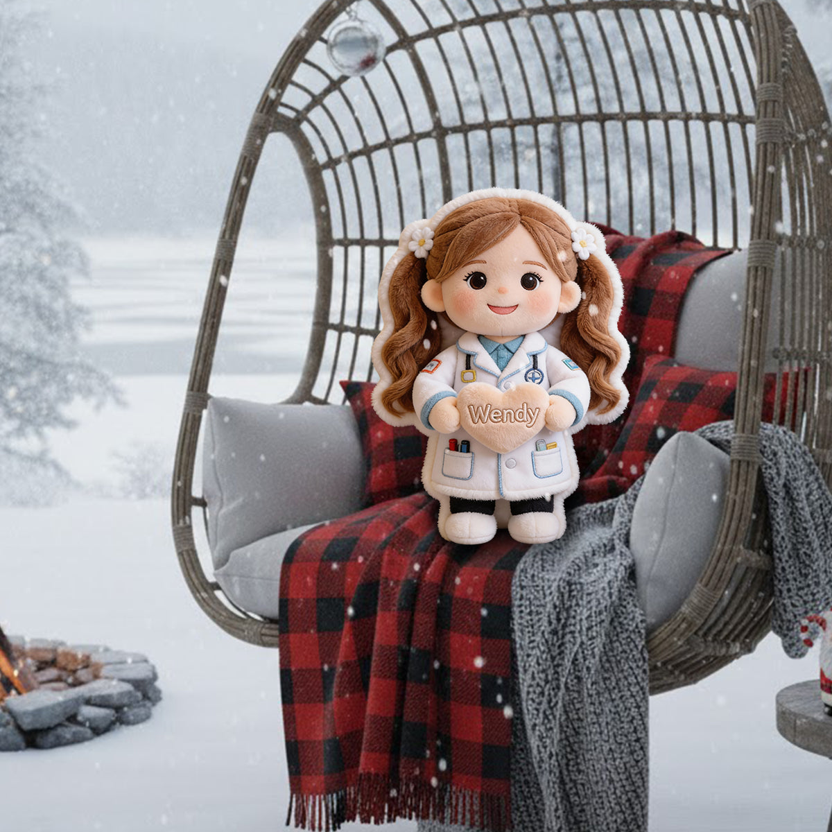 Individuell gestaltbares Kissen in Form eines Kinderkissens mit Kunstfellmotiv – Traumjob!