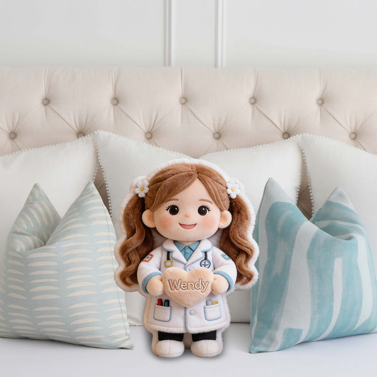 Individuell gestaltbares Kissen in Form eines Kinderkissens mit Kunstfellmotiv – Traumjob!