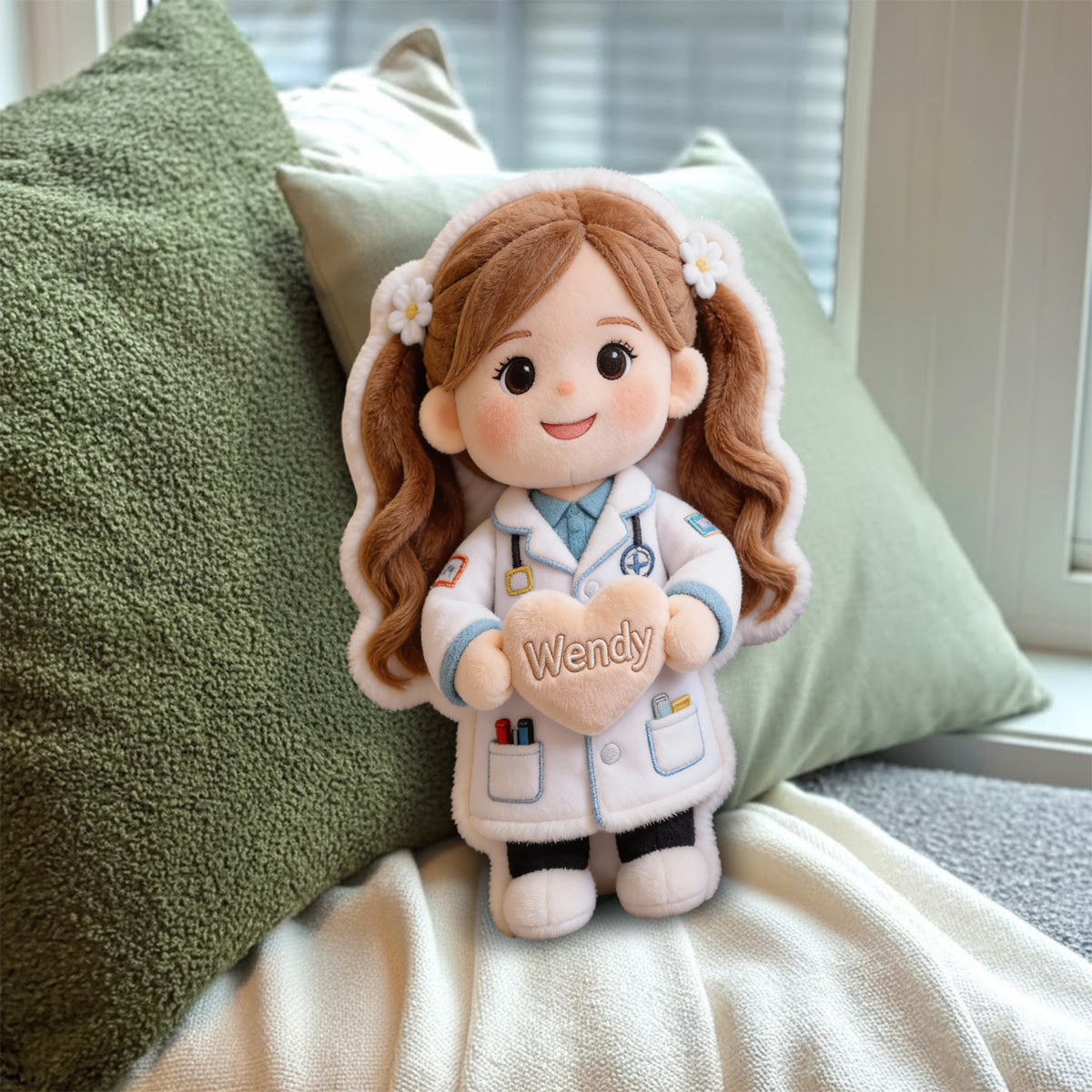 Individuell gestaltbares Kissen in Form eines Kinderkissens mit Kunstfellmotiv – Traumjob!