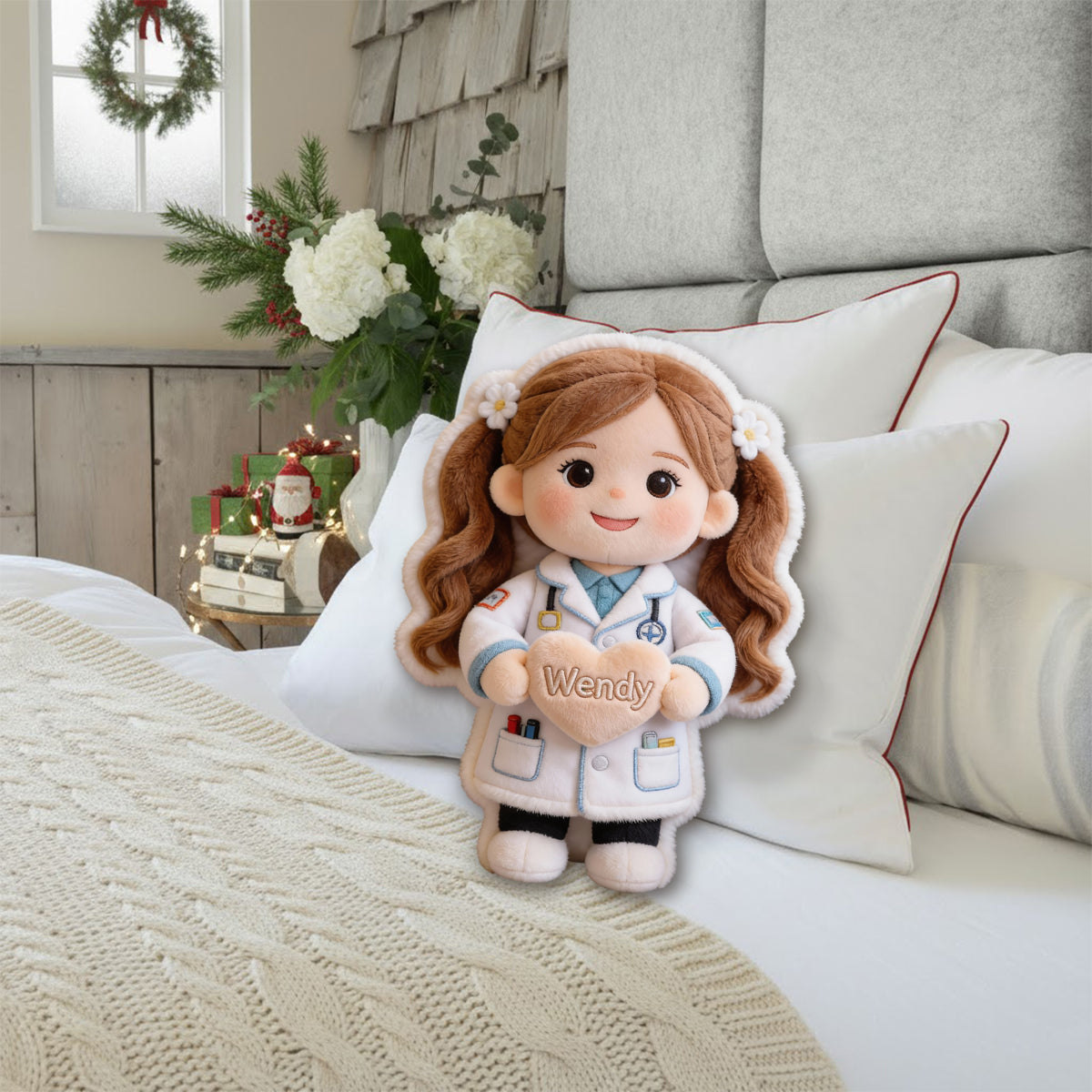 Individuell gestaltbares Kissen in Form eines Kinderkissens mit Kunstfellmotiv – Traumjob!