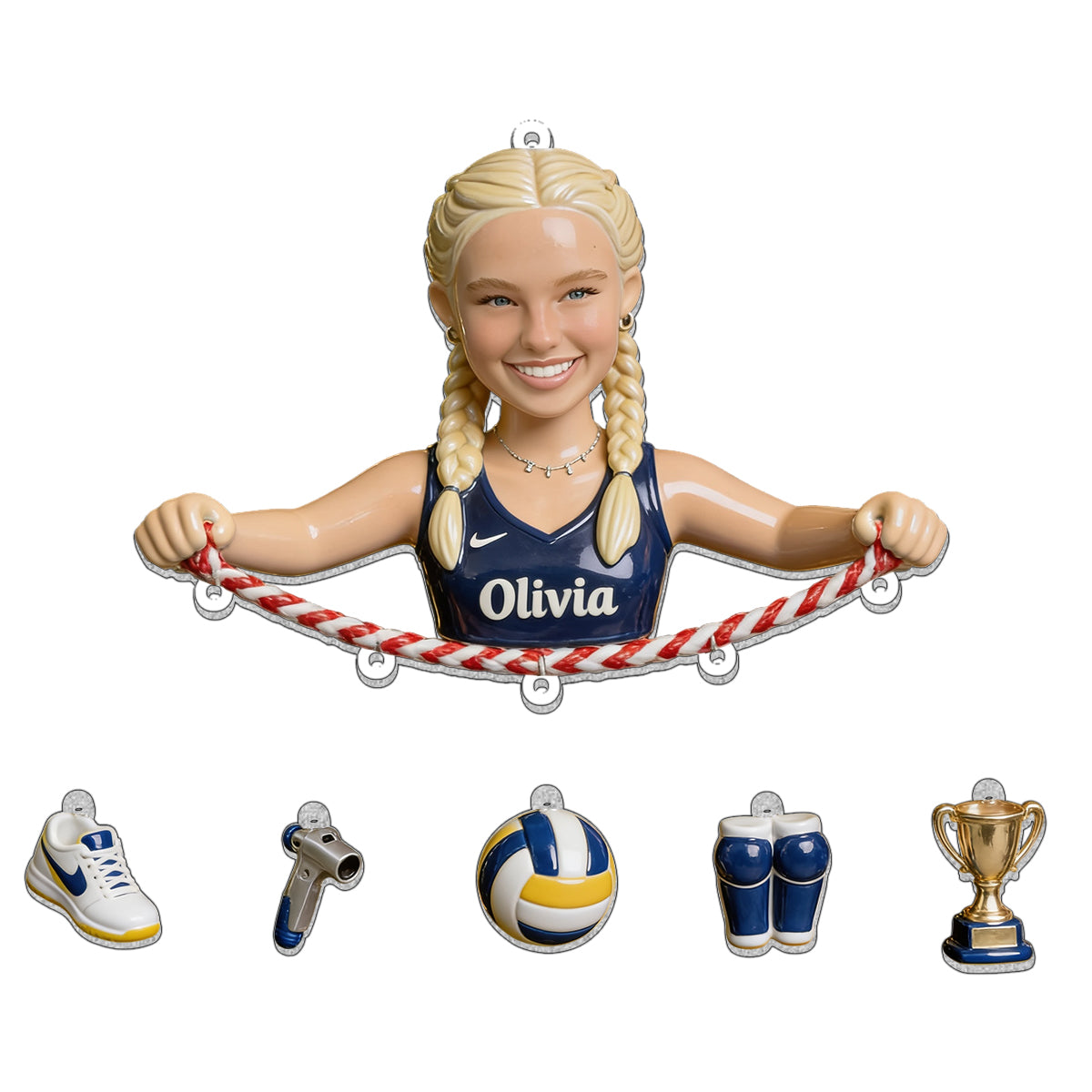 Peace, Love & Volleyball - Personalized Volleyball Ornament With Charm