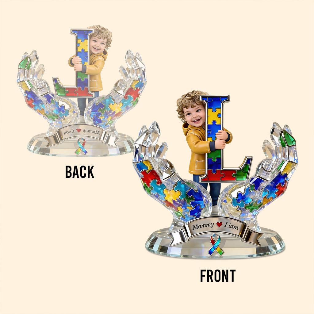 Individuell gestaltbare Acrylplakette mit Foto Ihrer Wahl – Personalisierte Gedenktafel zur Sensibilisierung für Autismus