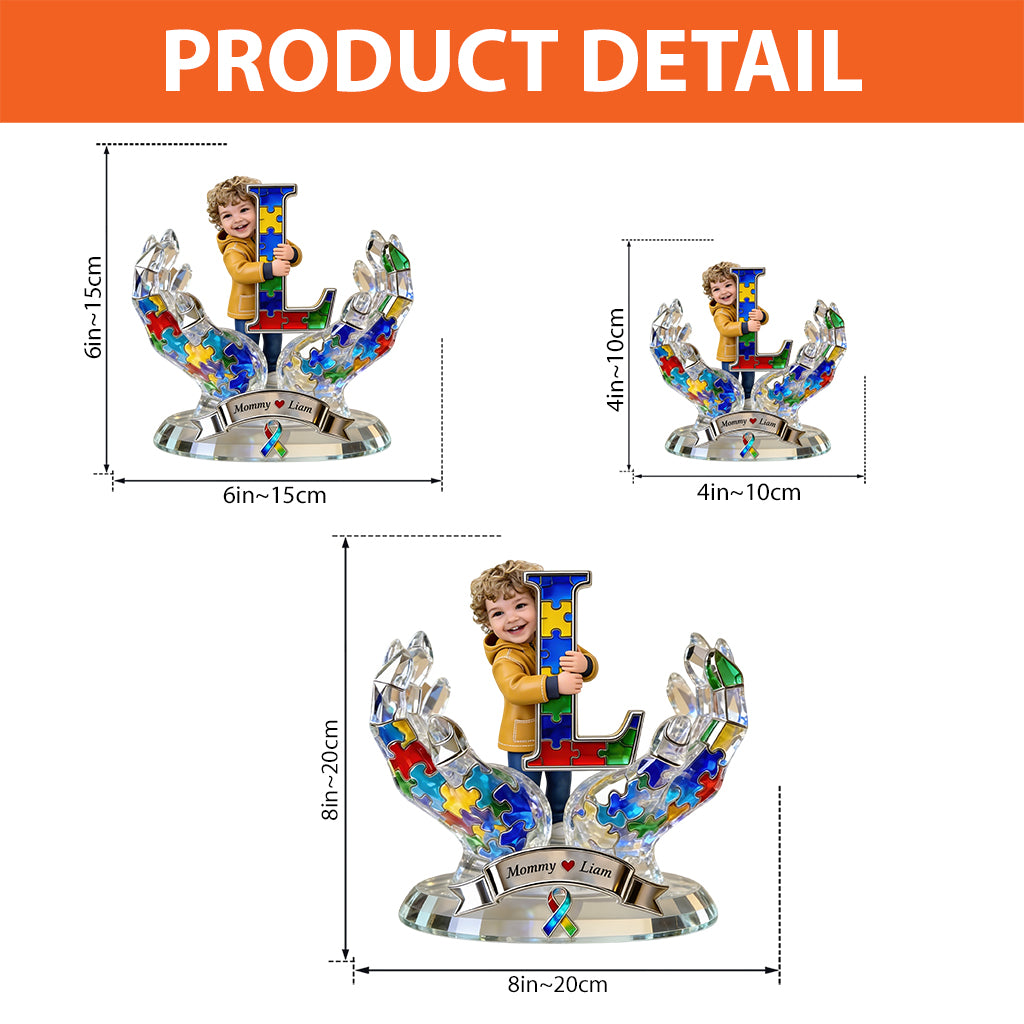 Individuell gestaltbare Acrylplakette mit Foto Ihrer Wahl – Personalisierte Gedenktafel zur Sensibilisierung für Autismus