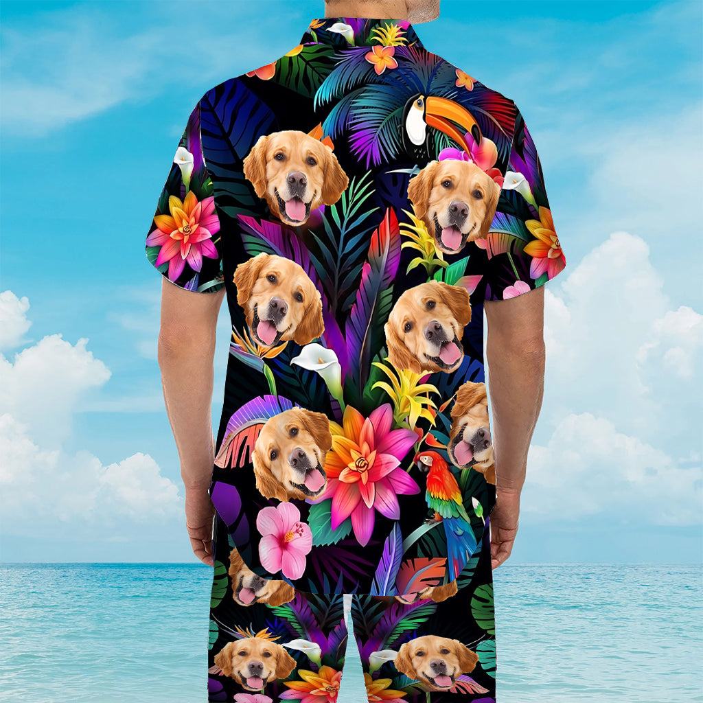 Hawaii-Hundehemd mit Blumenmuster und personalisierte Hunde-Hawaii-Shorts für Herren