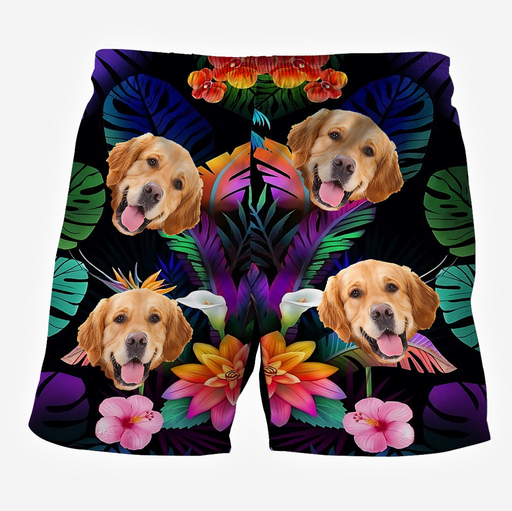 Hawaii-Hundehemd mit Blumenmuster und personalisierte Hunde-Hawaii-Shorts für Herren