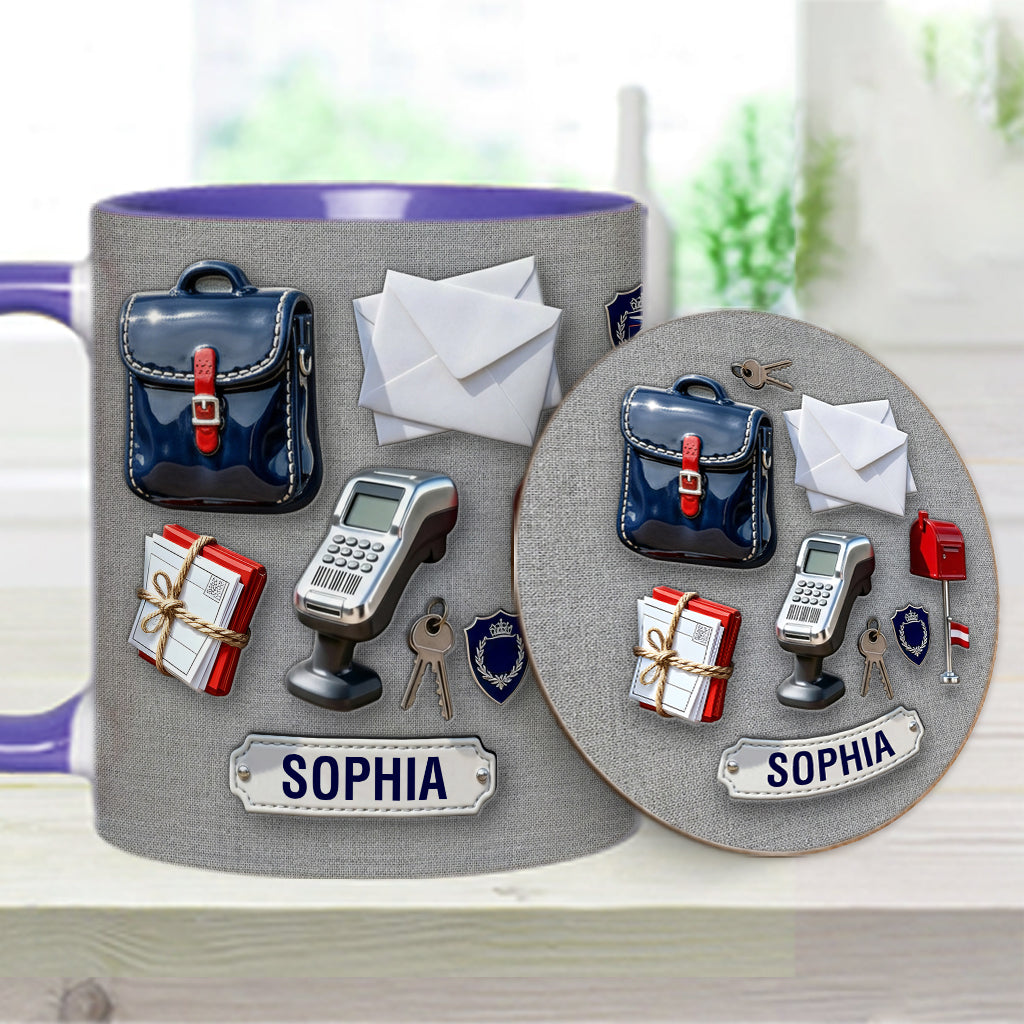 Der beste Postbote der Welt – Personalisierte Tasse und Untersetzer mit Postboten-Motiv
