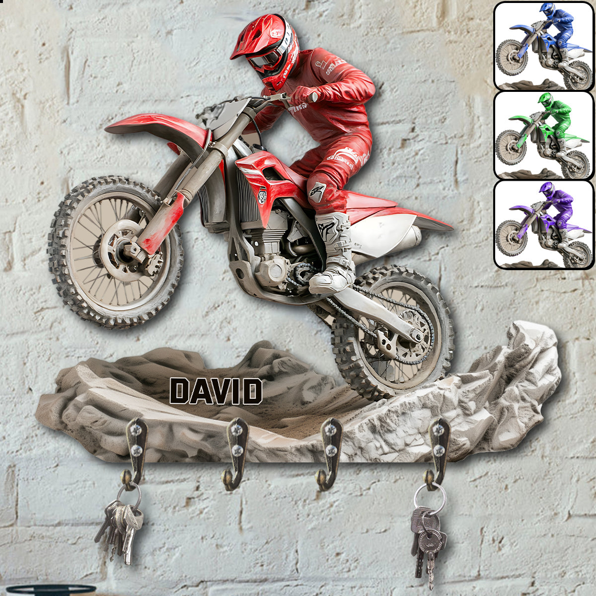 Ride Or Die - Personalized Dirt Bike Custom Shaped Key Rack