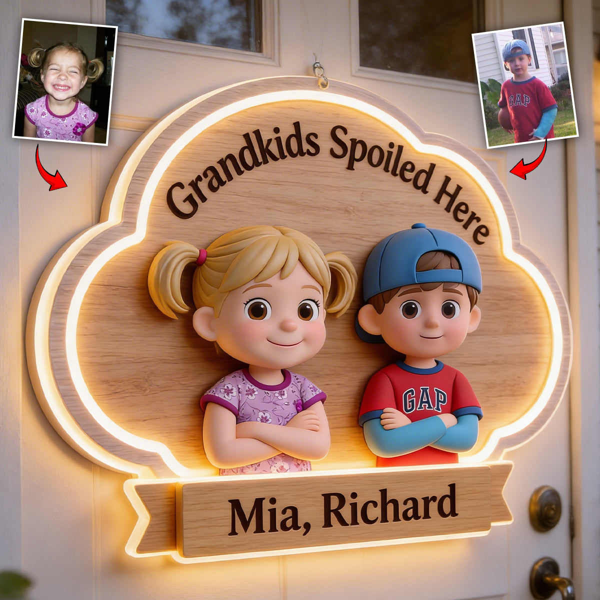 Grandkids Spoiled Here - Personalized Grandma LED Light Acrylic Sign