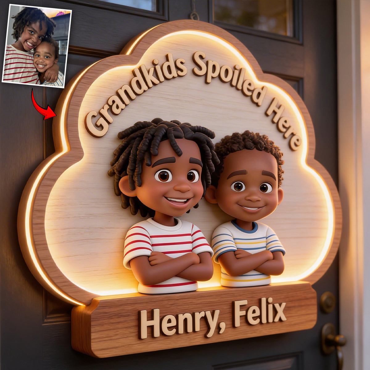 Grandkids Spoiled Here - Personalized Grandma LED Light Acrylic Sign