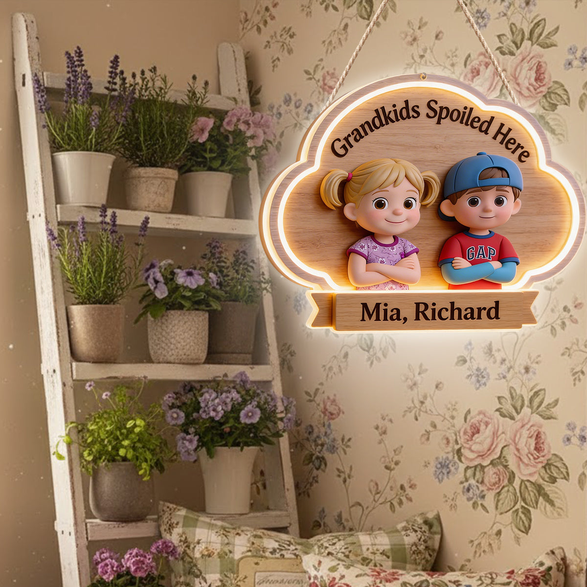 Grandkids Spoiled Here - Personalized Grandma LED Light Acrylic Sign