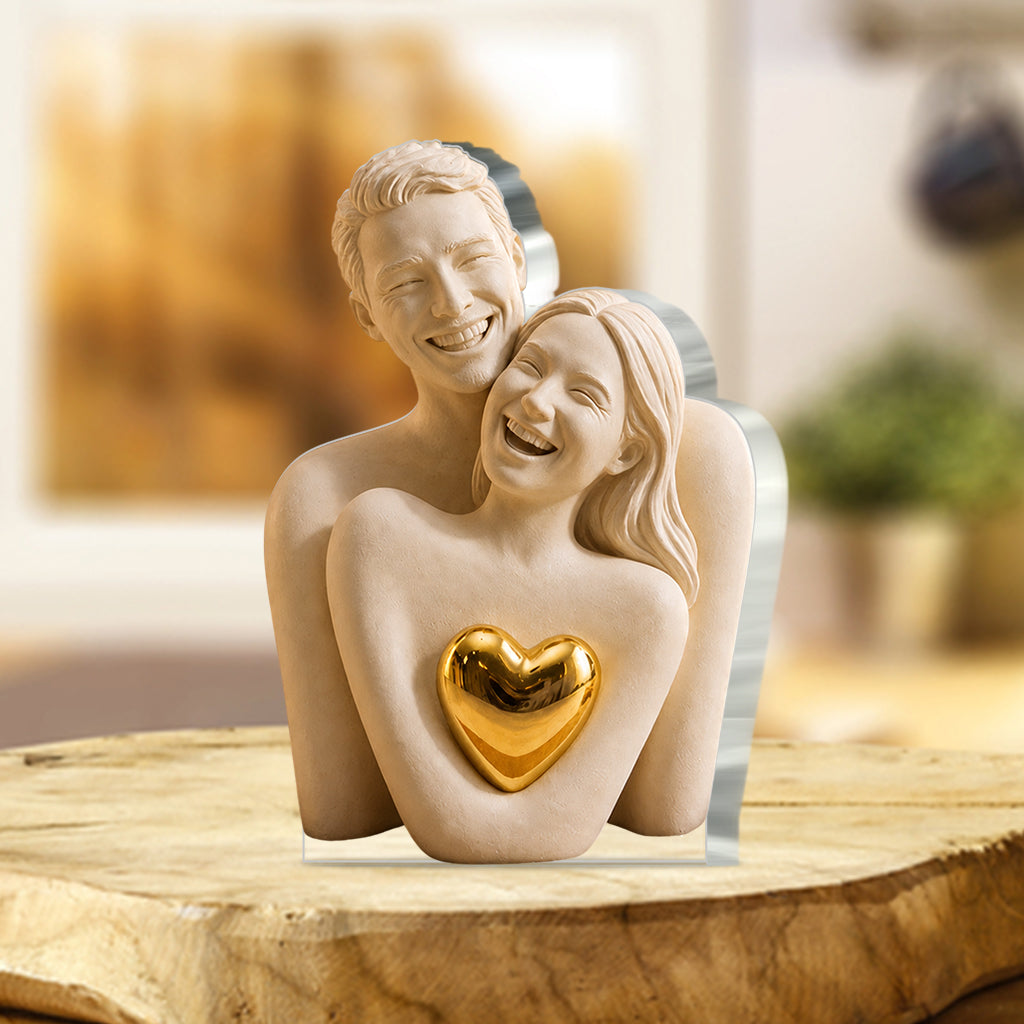 Personalisierte Foto-Abstrakt-Skulptur - Individuelle Paar-Acrylplakette