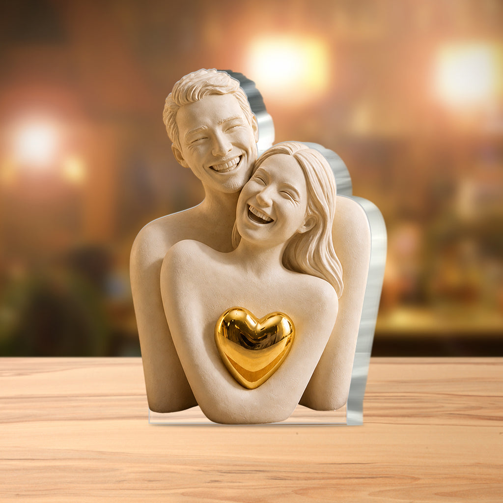 Personalisierte Foto-Abstrakt-Skulptur - Individuelle Paar-Acrylplakette