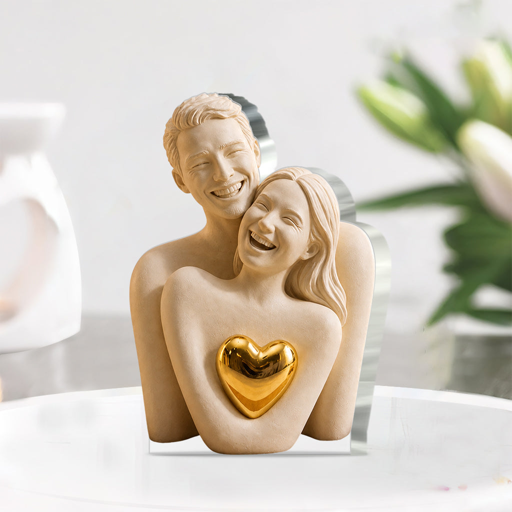 Personalisierte Foto-Abstrakt-Skulptur - Individuelle Paar-Acrylplakette