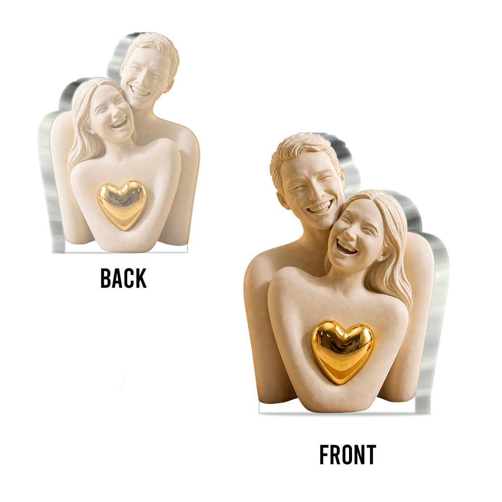 Personalisierte Foto-Abstrakt-Skulptur - Individuelle Paar-Acrylplakette