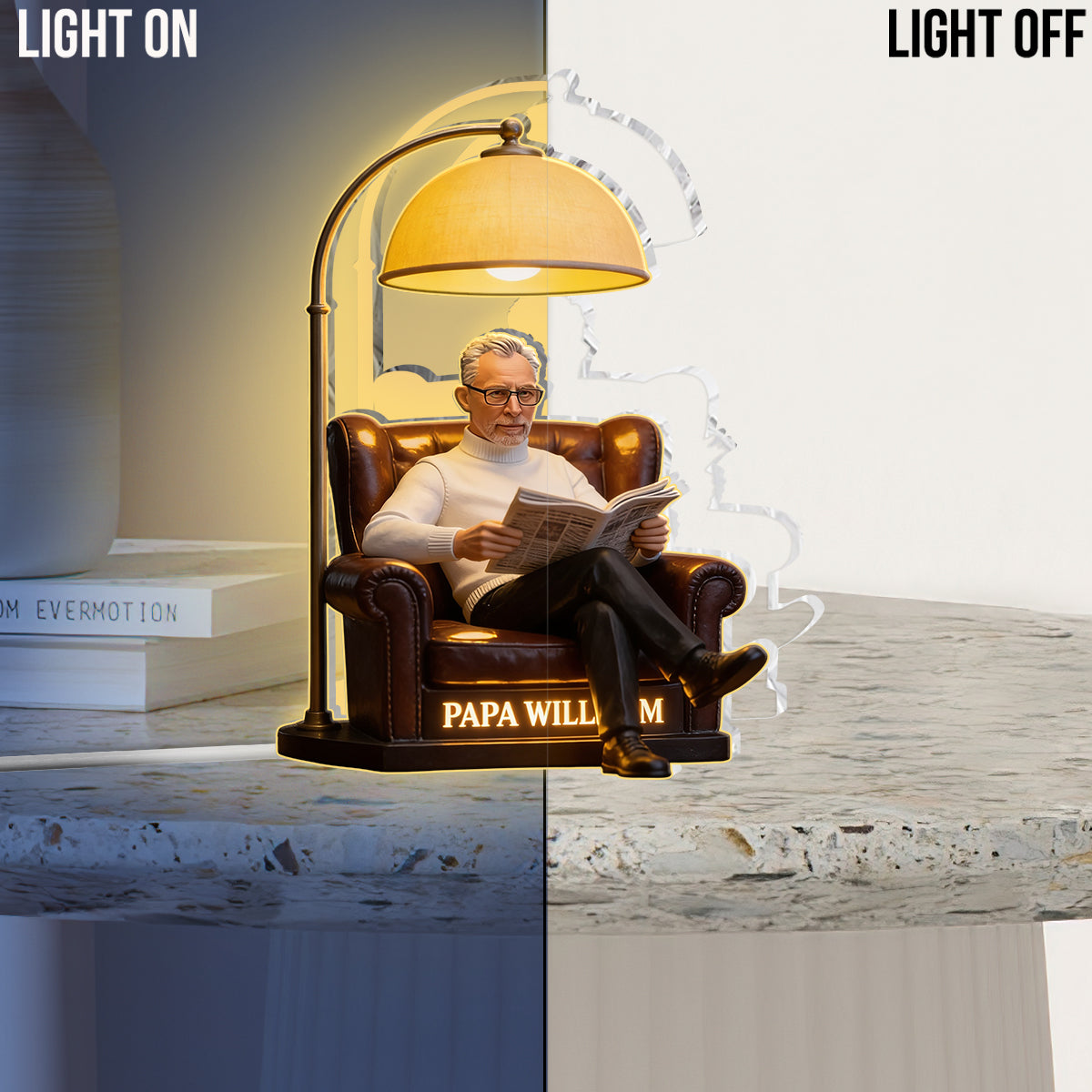 Personalisierte Lampe aus Foto - Geschenk für Papa - Individuelle Opa Acryl LED Nachtlicht