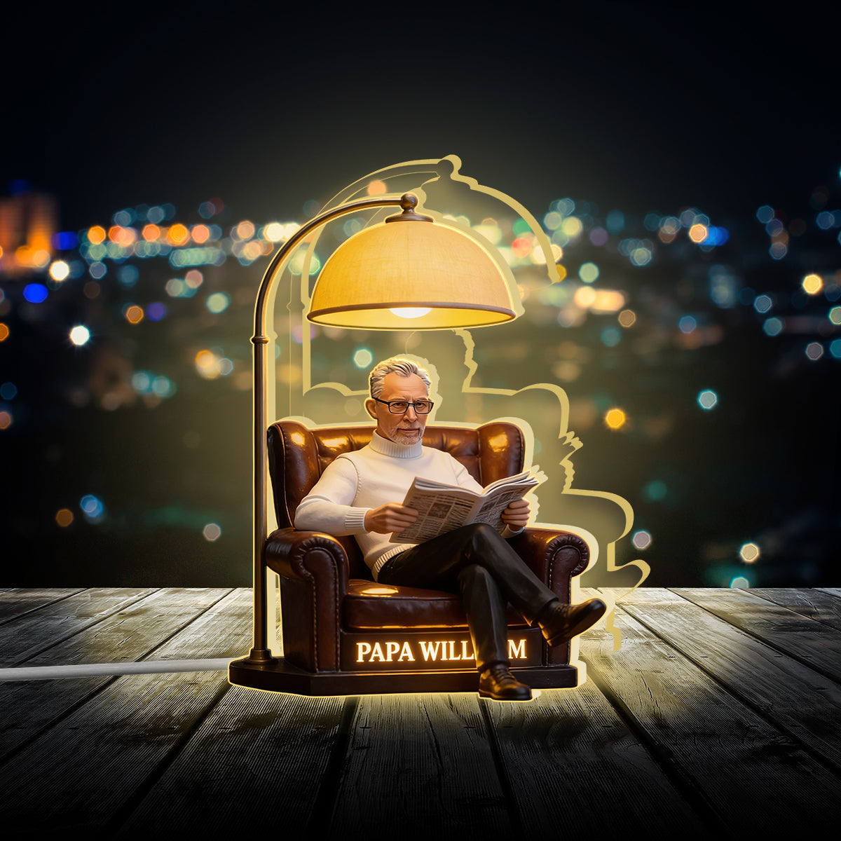 Personalisierte Lampe aus Foto - Geschenk für Papa - Individuelle Opa Acryl LED Nachtlicht