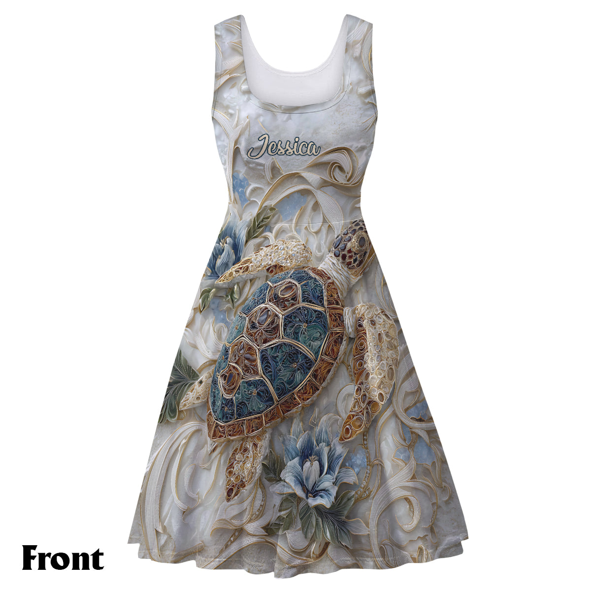 Turtle Lovers - Personalized Turtle Sleeveless Dress