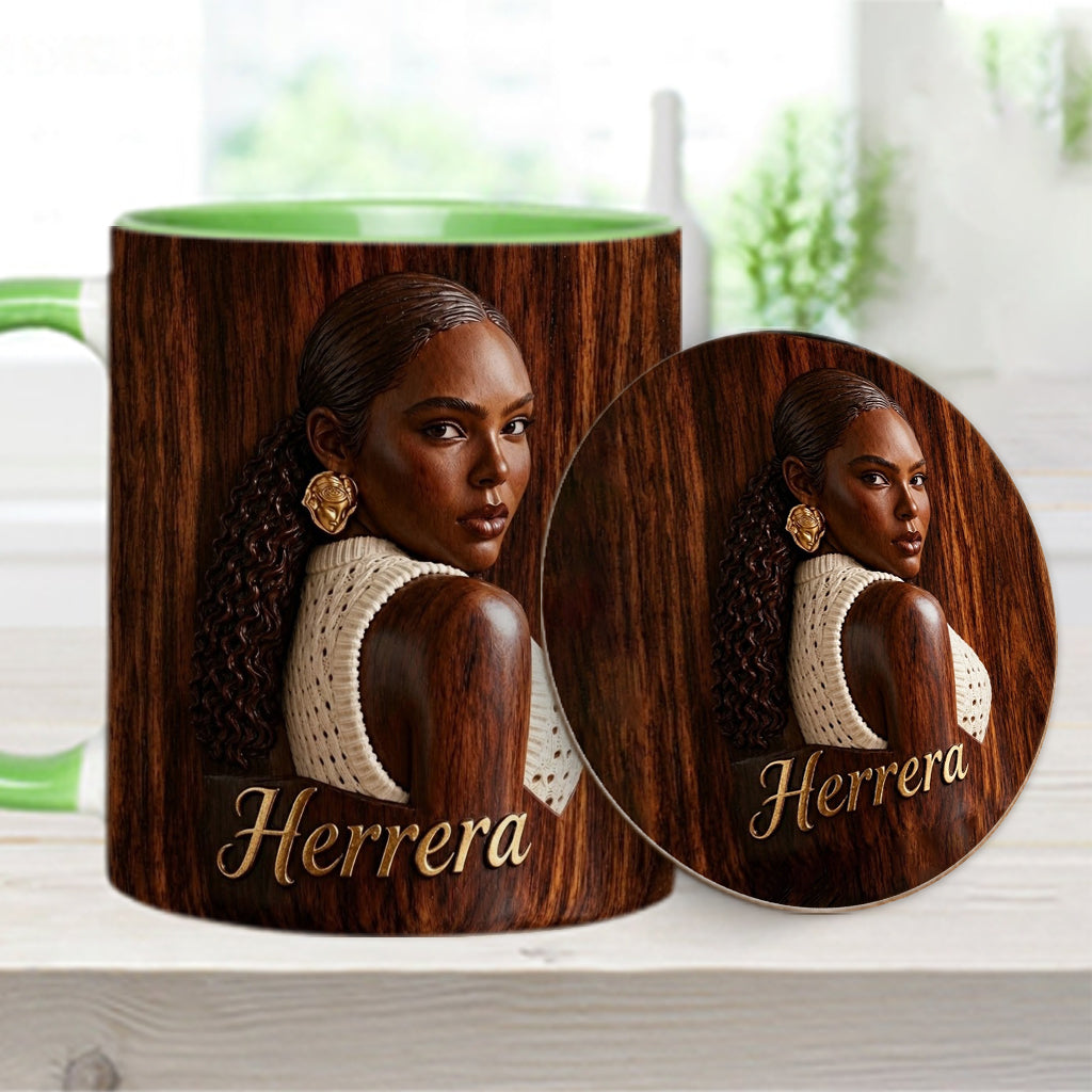 Afro Woman - Personalized African American Accent Mug & Coaster