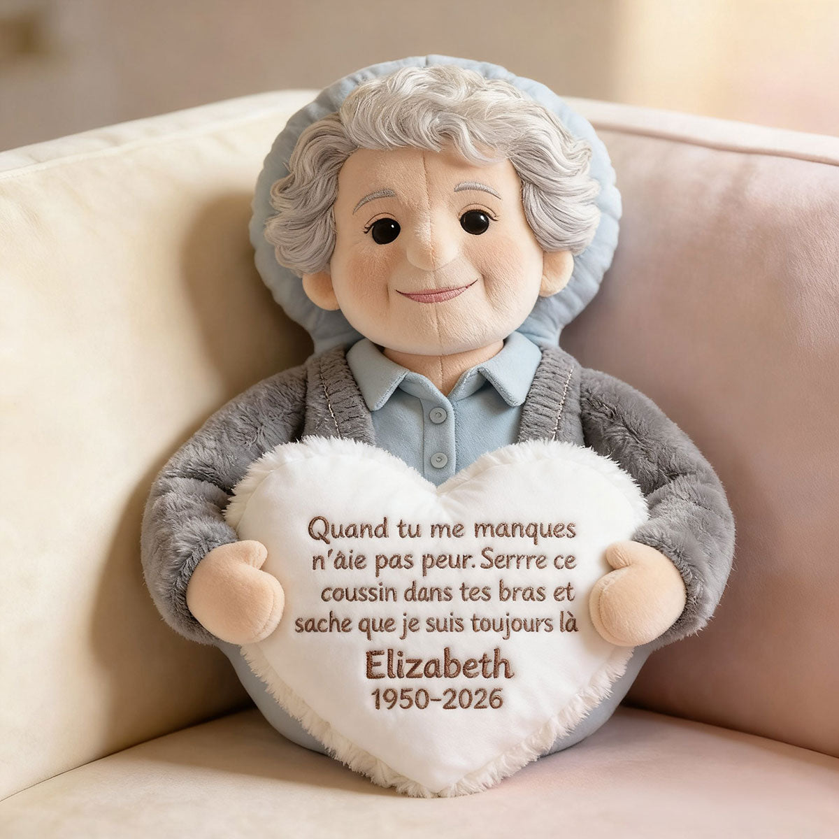 Coussin commémoratif personnalisé à partir d’une photo - Almohada Conmemorativa Personalizada de Piel Sintética Premium