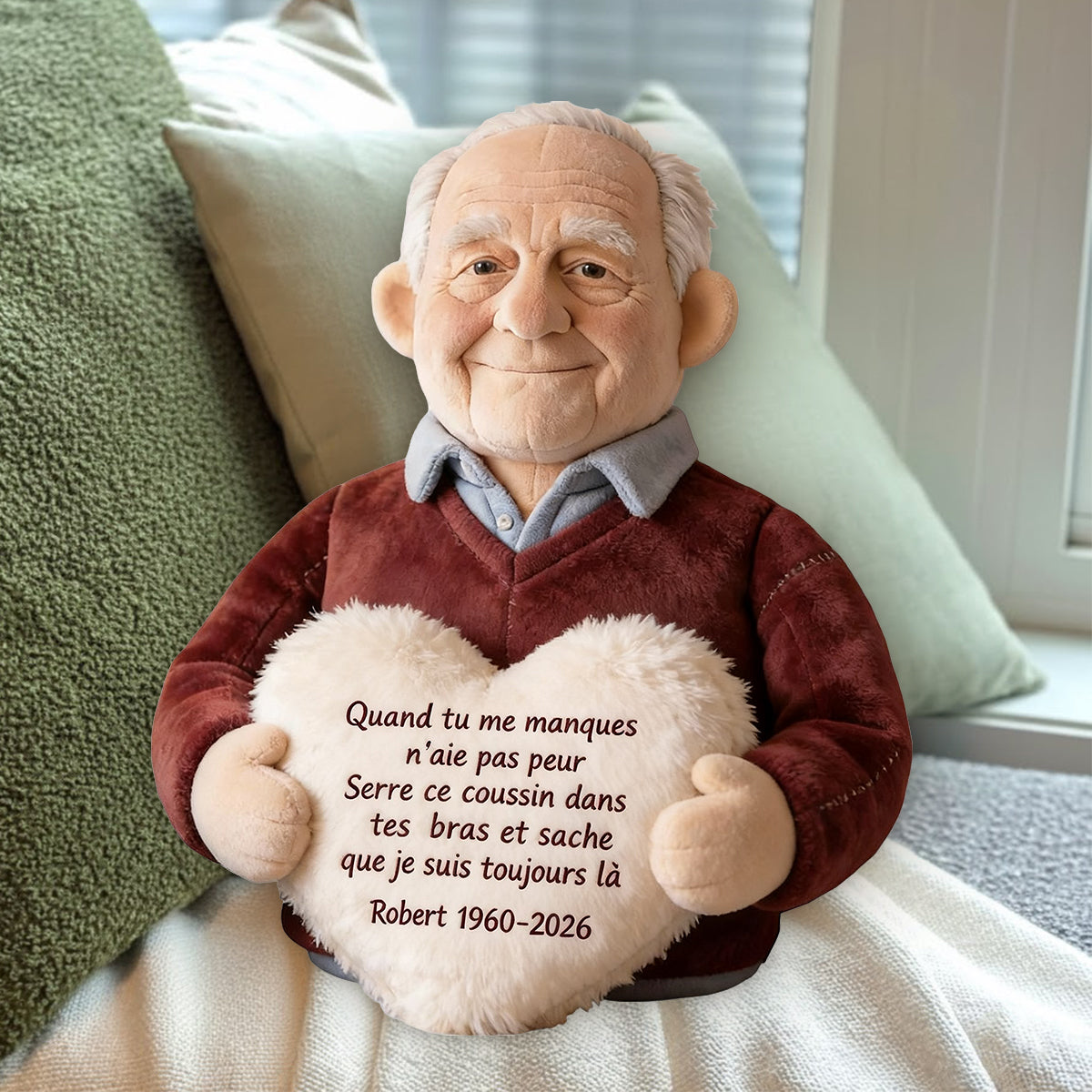 Coussin commémoratif personnalisé à partir d’une photo - Almohada Conmemorativa Personalizada de Piel Sintética Premium