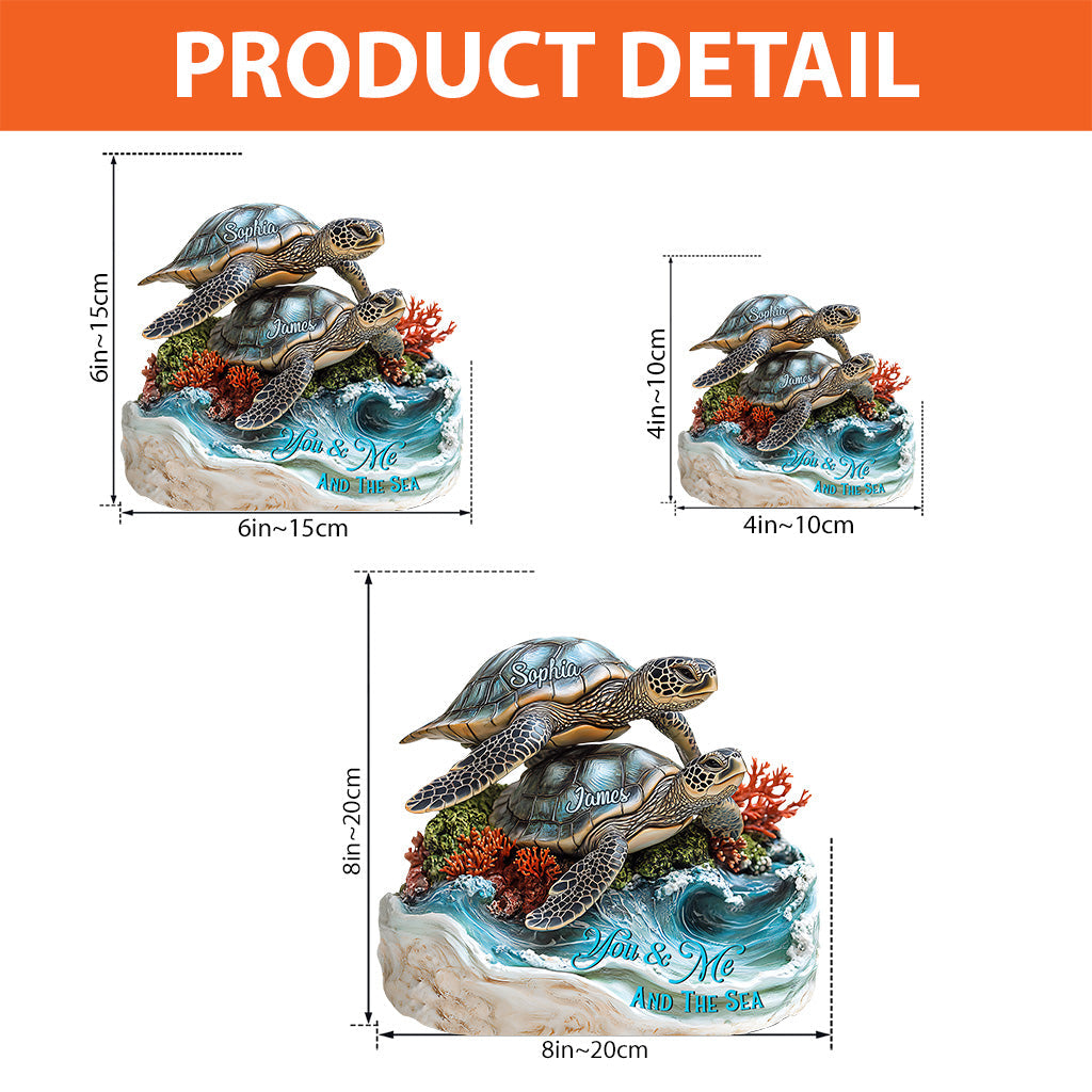 Du und ich und das Meer – Personalisierte Acrylplakette in Schildkrötenform