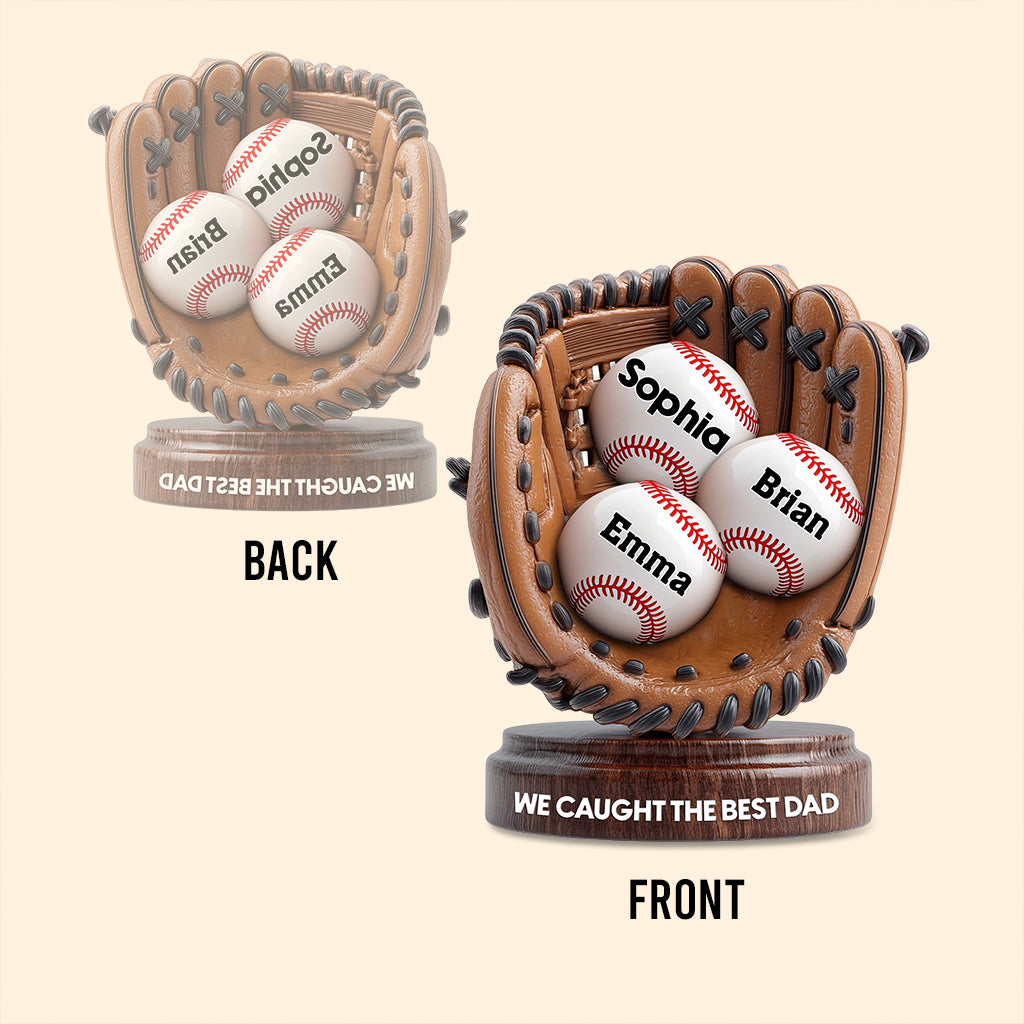 Wir haben den besten Papa erwischt – personalisierte Acrylplakette in Baseballform