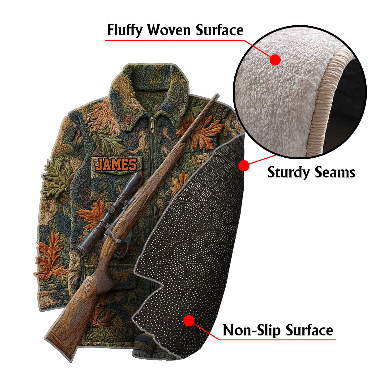 Liebe zur Jagd – Personalisierter, rutschfester, getufteter Jagdteppich
