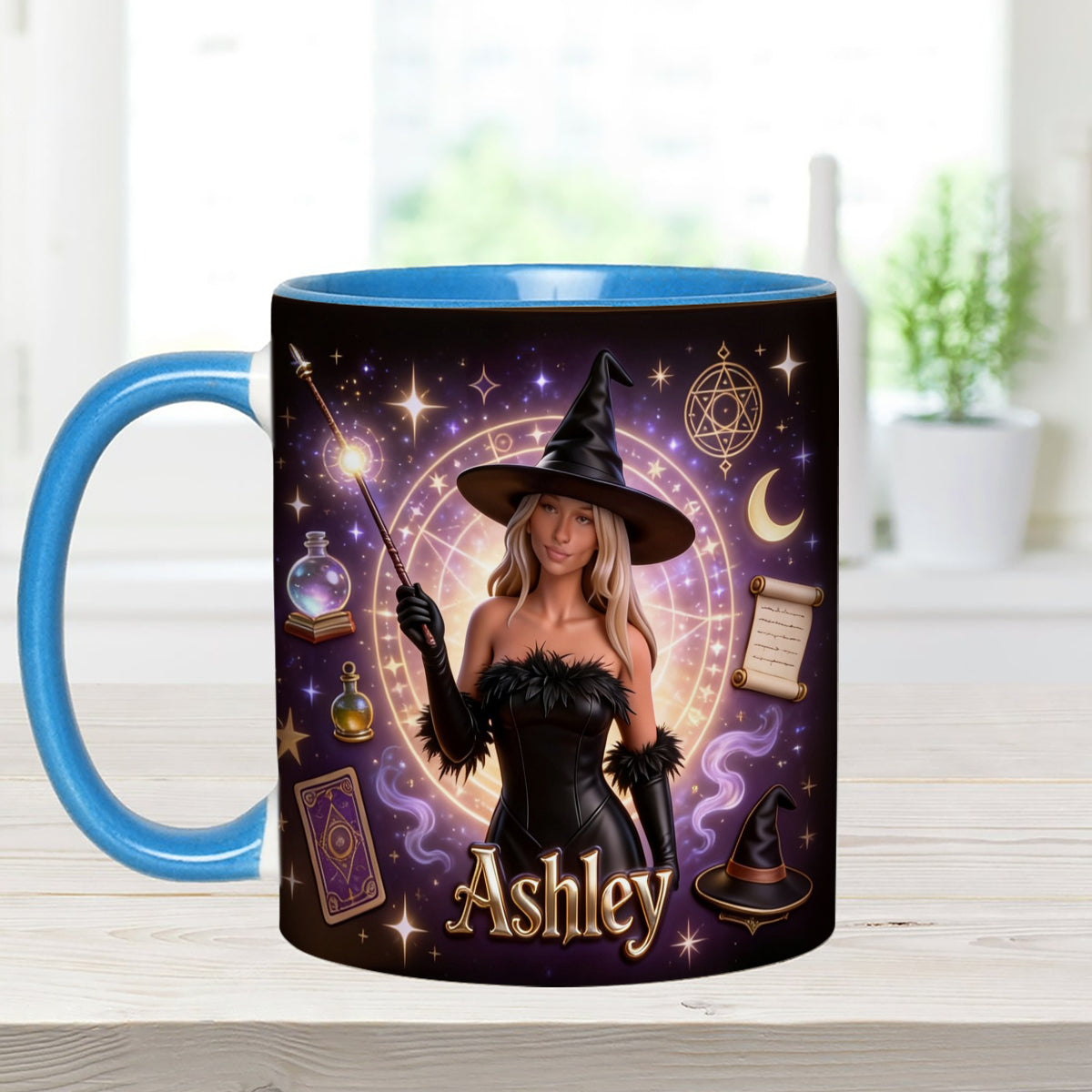 Liebeszauberer, Hexe – Personalisiertes Hexen-Set: Akzentbecher mit Acryl-Rührstäbchen