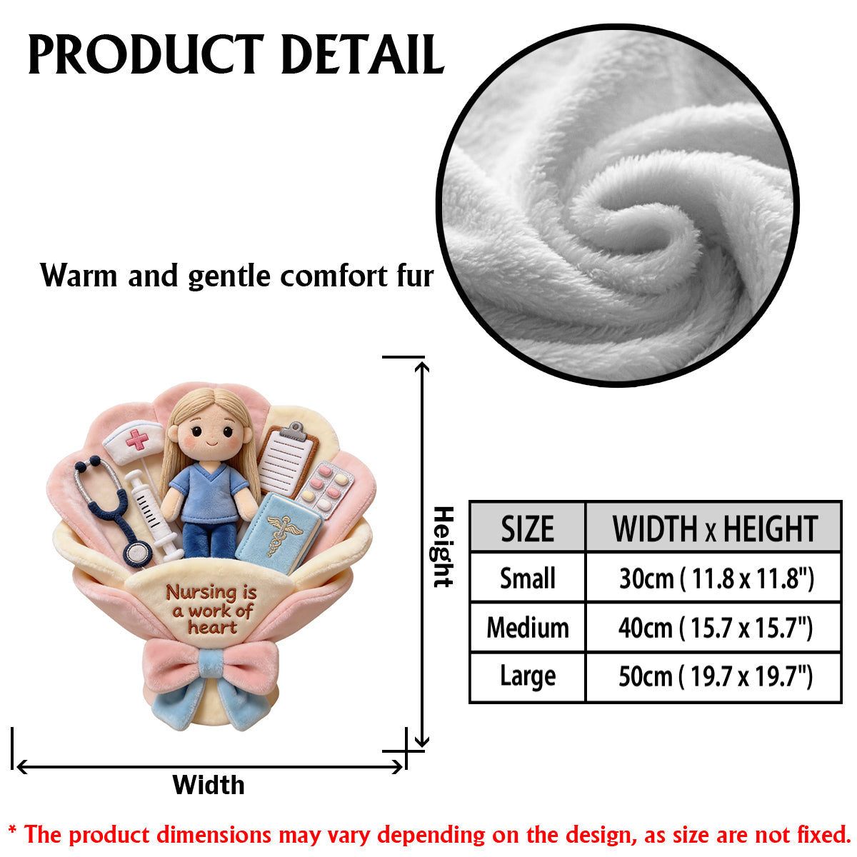 Nursing Is A Work Of Heart Plush Bouquet Thank You - Personalized Nurse Premium Faux Fur Pillow