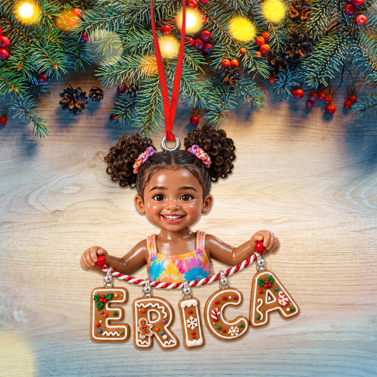 Holding Name Letter Gift For Kids - Personalized Kid Ornament With Charm