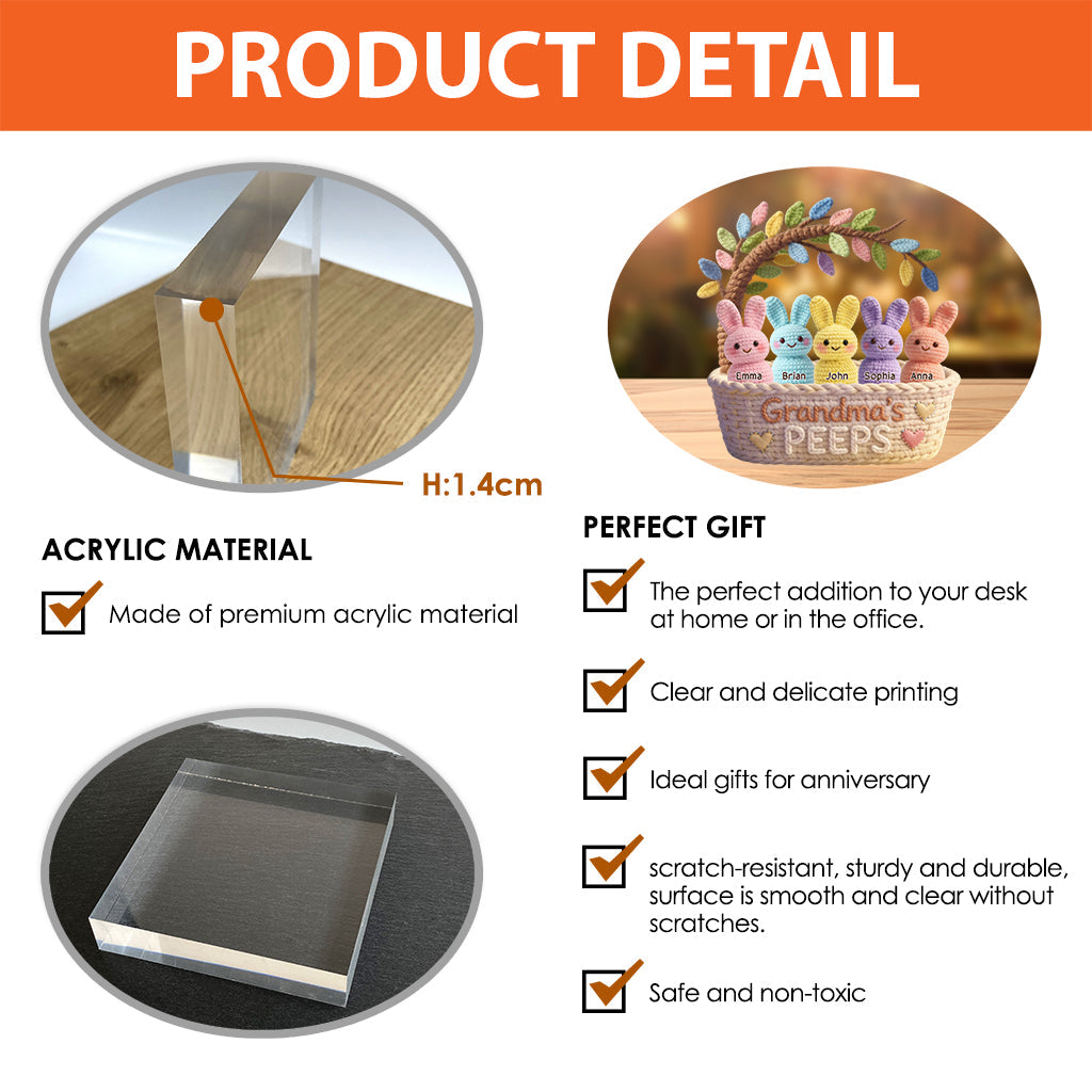 Grandma's Peeps - Personalized Grandma Custom Shaped Acrylic Plaque