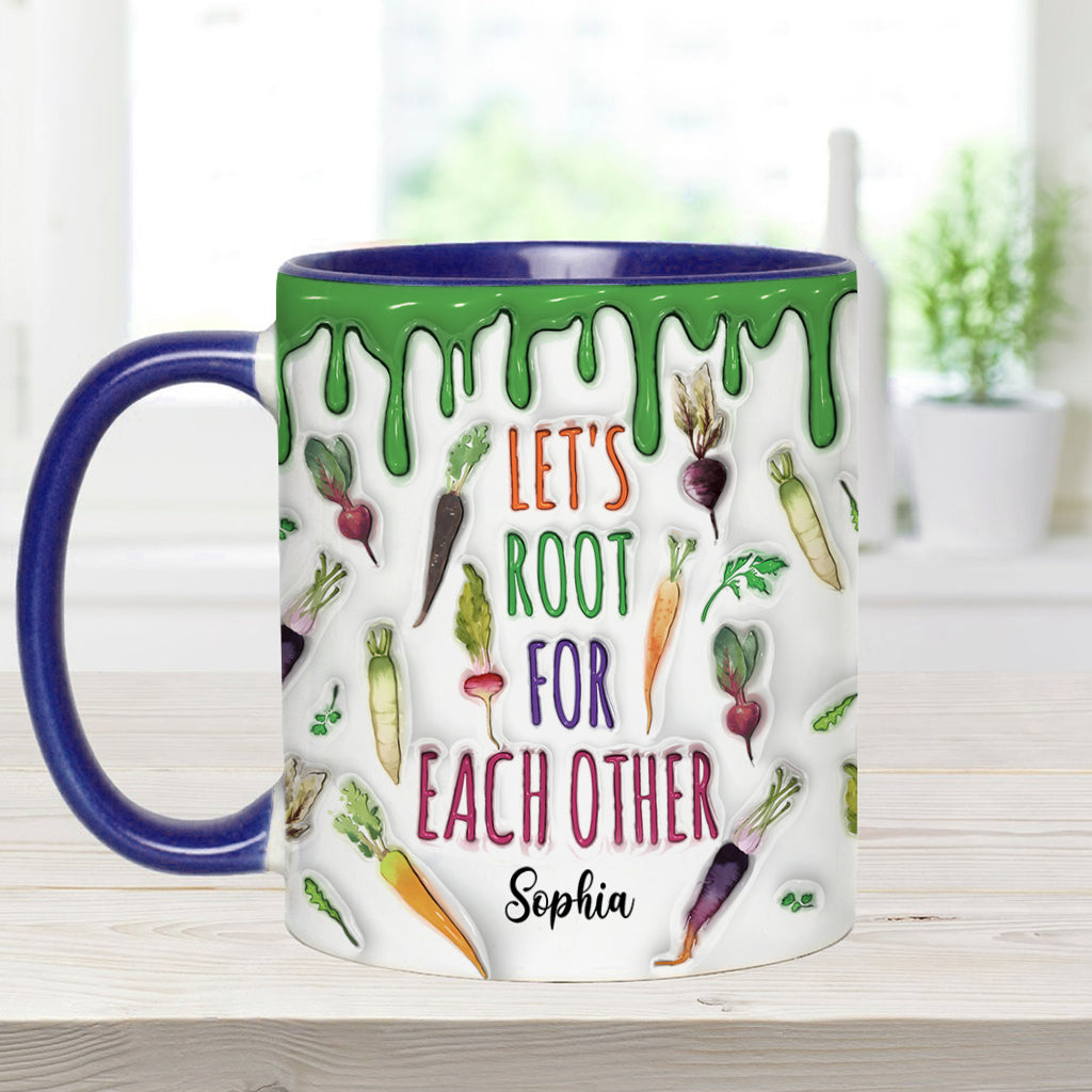 Let's Root For Each Other - Personalized Veganism Accent Mug
