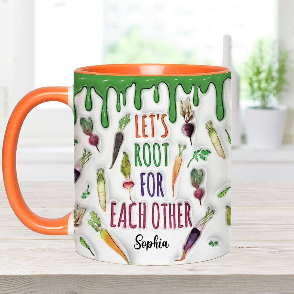Let's Root For Each Other - Personalized Veganism Accent Mug