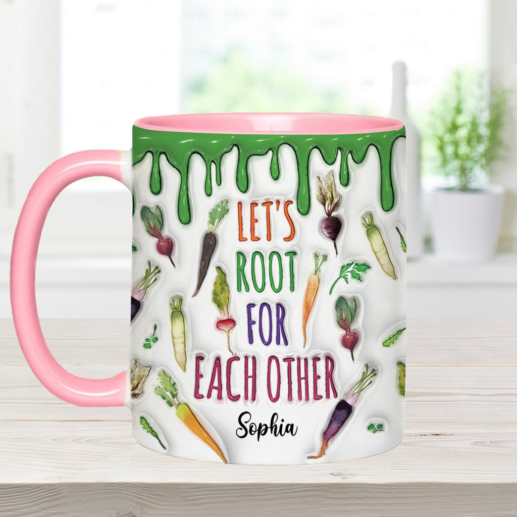 Let's Root For Each Other - Personalized Veganism Accent Mug