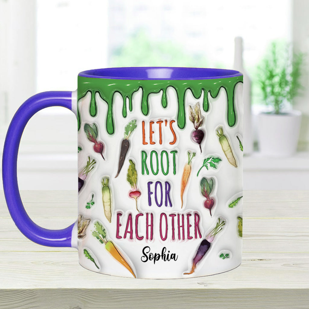Let's Root For Each Other - Personalized Veganism Accent Mug