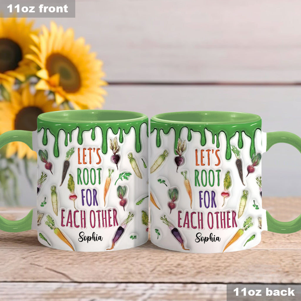 Let's Root For Each Other - Personalized Veganism Accent Mug