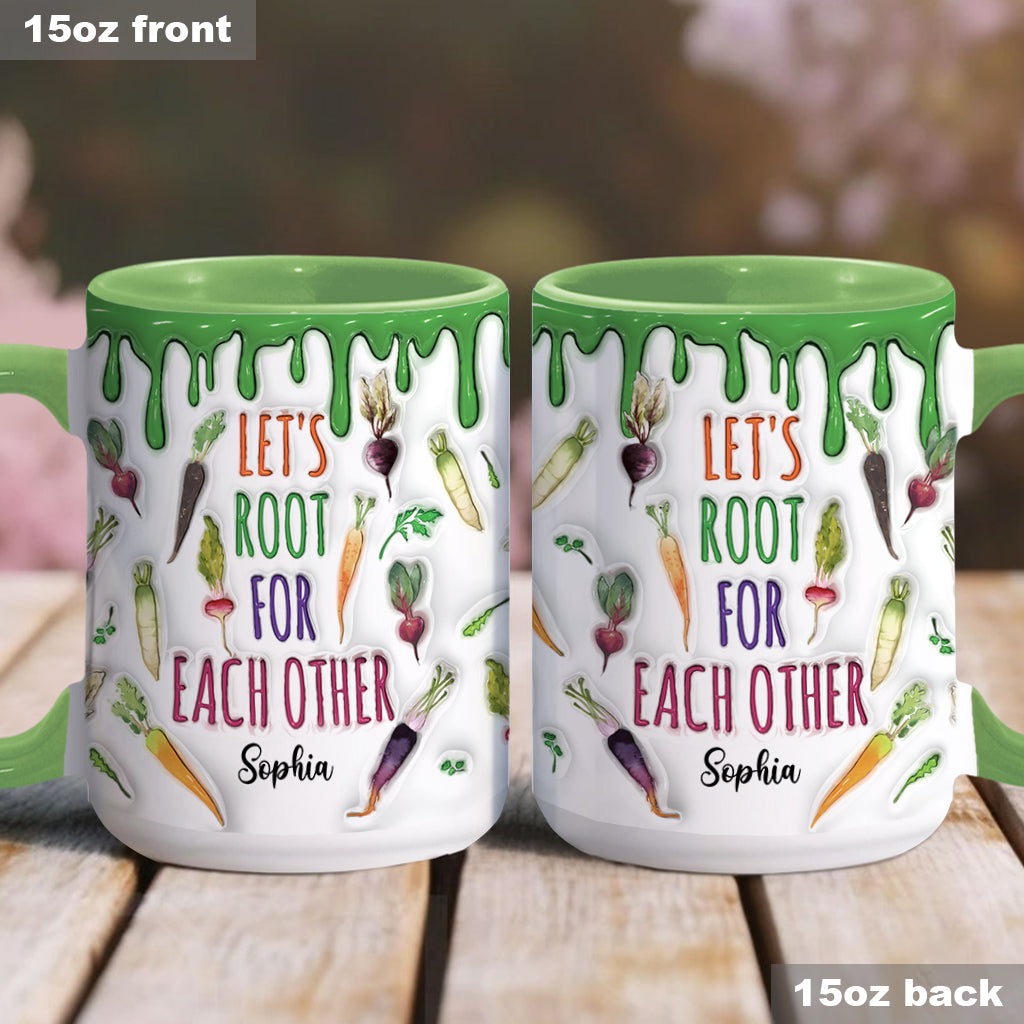 Let's Root For Each Other - Personalized Veganism Accent Mug