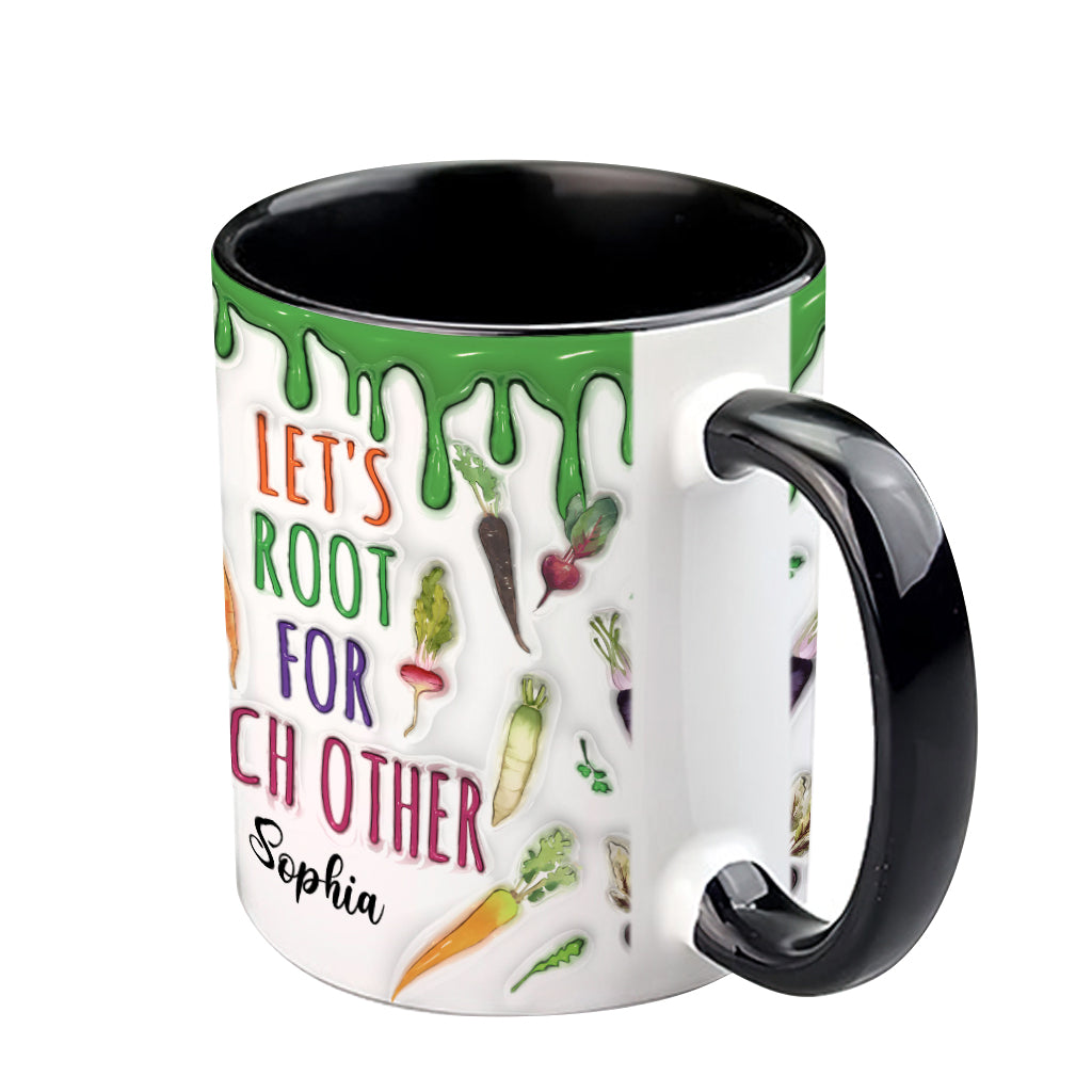 Let's Root For Each Other - Personalized Veganism Accent Mug