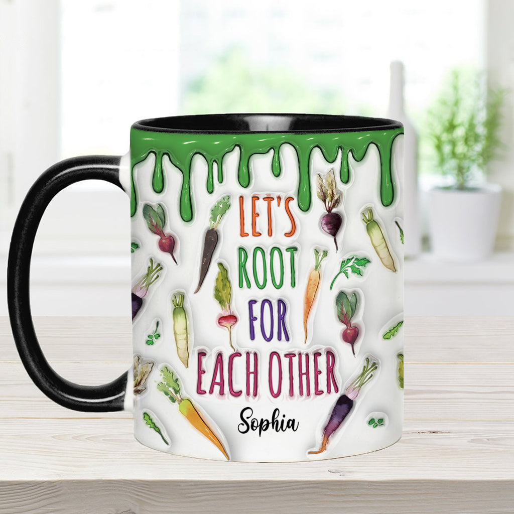 Let's Root For Each Other - Personalized Veganism Accent Mug